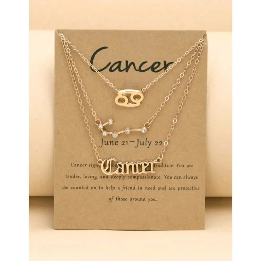 Cancer Golden Triple Birth Constellation Necklace - Picture 1 of 1